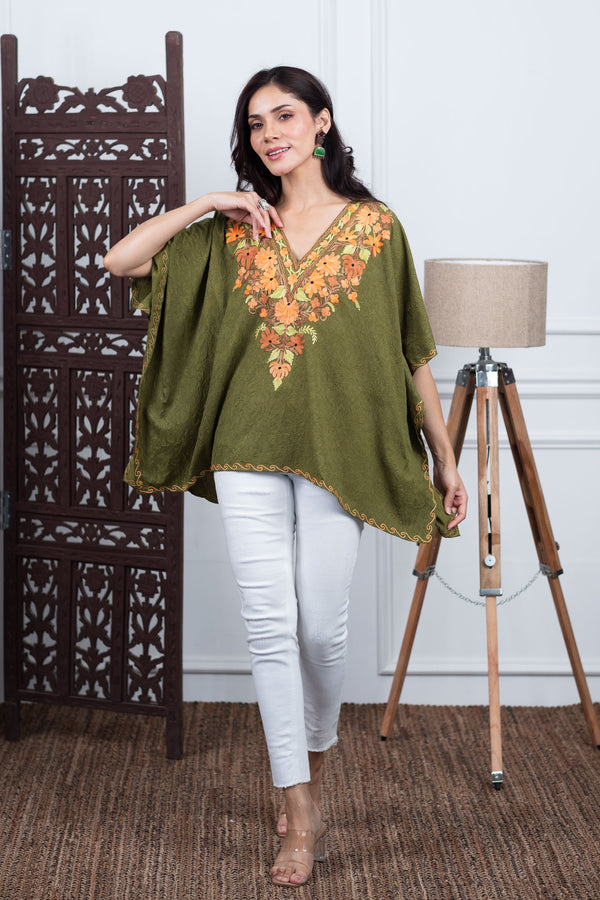 Olive Meadow Kaftan Top