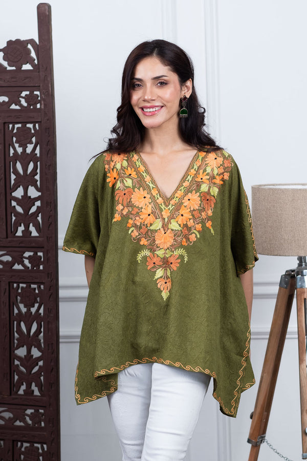 Olive Meadow Kaftan Top