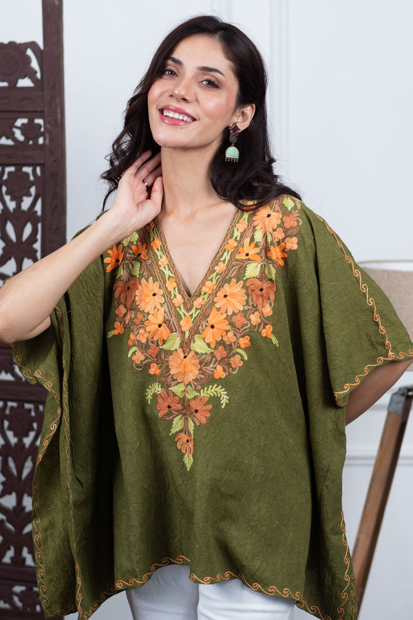 Olive Meadow Kaftan Top