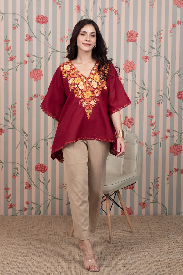 Dark Scarlet Kaftan Top