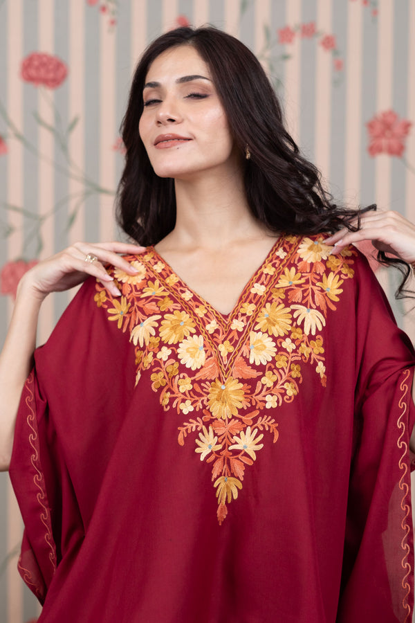 Dark Scarlet Kaftan Top