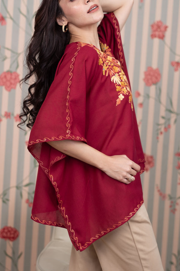 Dark Scarlet Kaftan Top