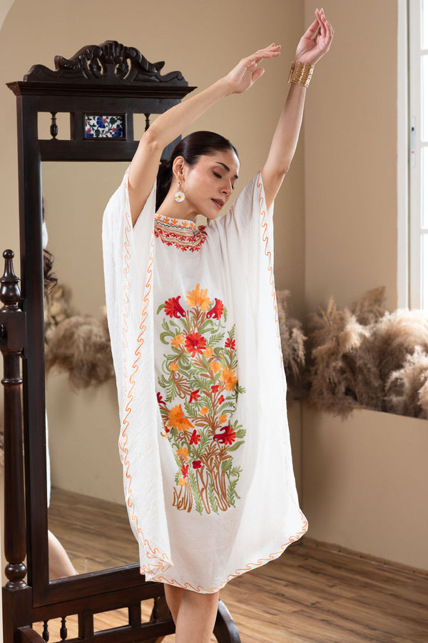 Mulmul Kesari Collar Kaftan