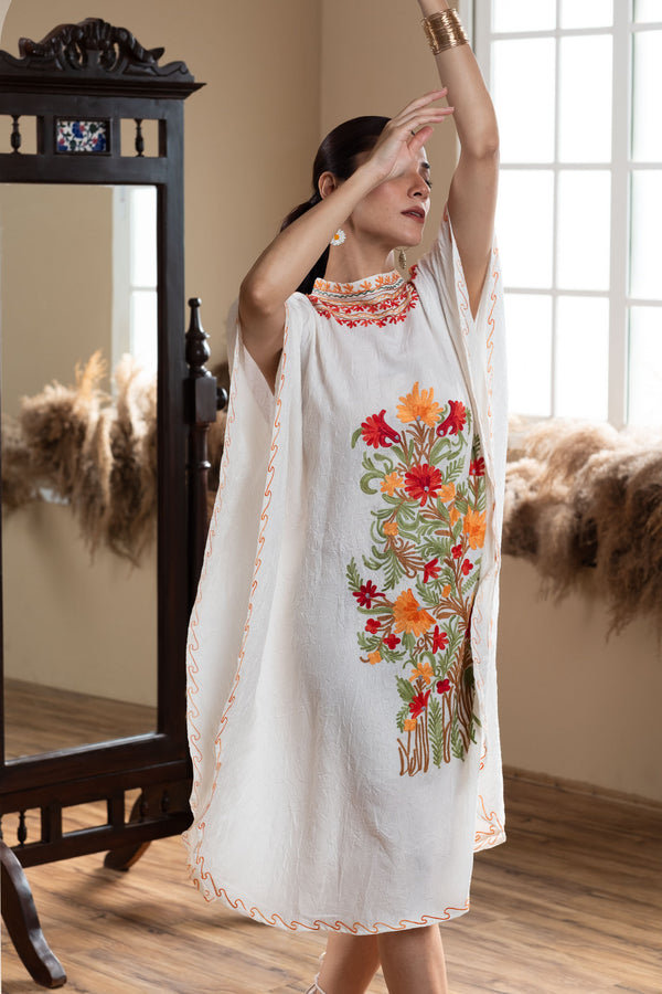 Mulmul Kesari Collar Kaftan