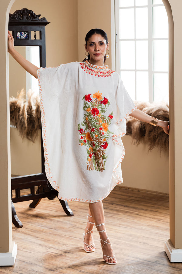 Mulmul Kesari Collar Kaftan