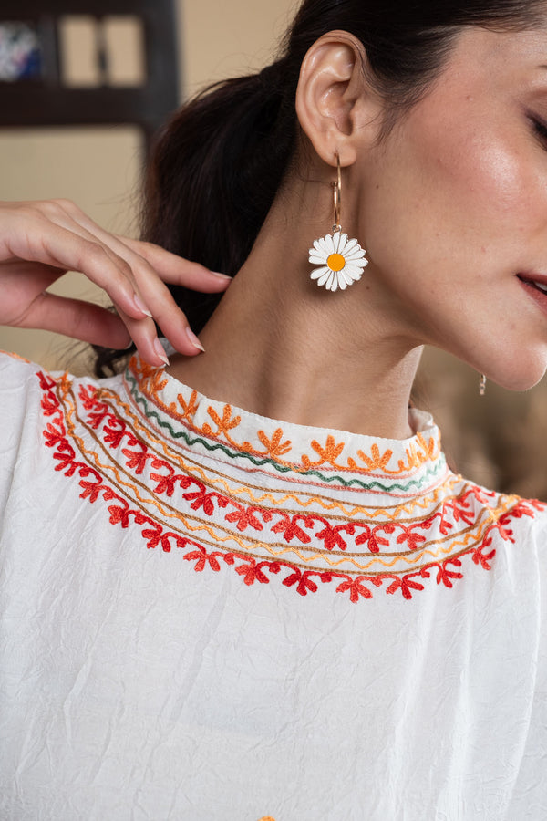 Mulmul Kesari Collar Kaftan