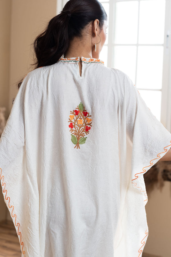 Mulmul Kesari Collar Kaftan