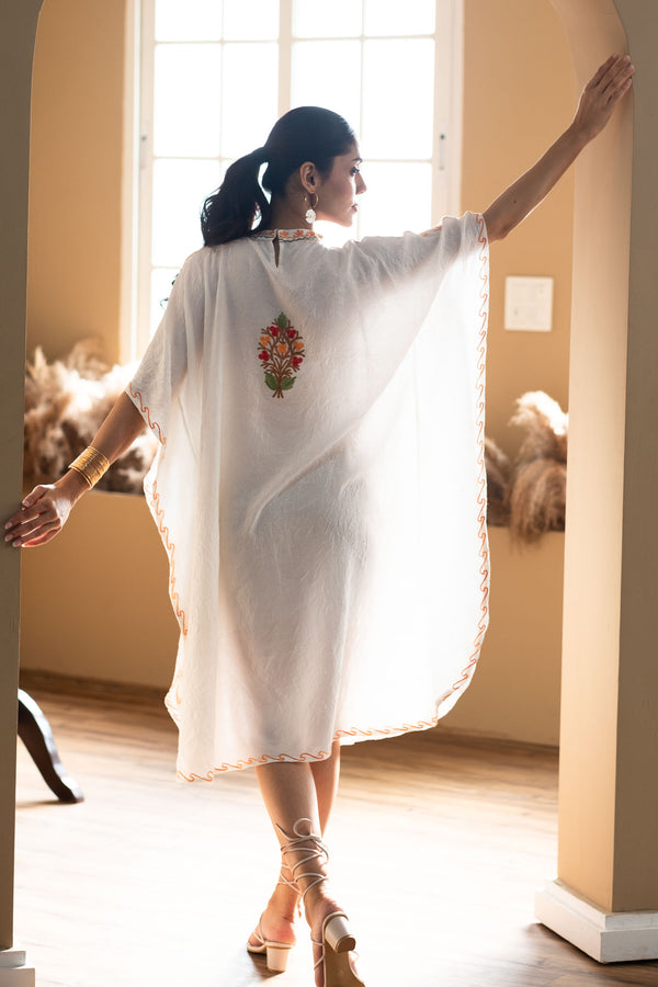 Mulmul Kesari Collar Kaftan