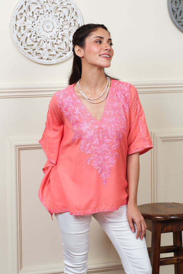 Blush Coral Kaftan Top