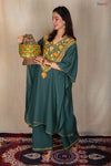Dark Slate Gray Kashmiri Kaftan Co-ord Set
