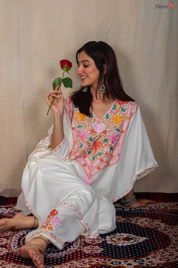 Pearl White Kaftan Co-ord Set