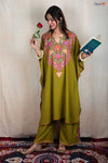 Kashmiri Olive Green Kaftan Co-ord Set