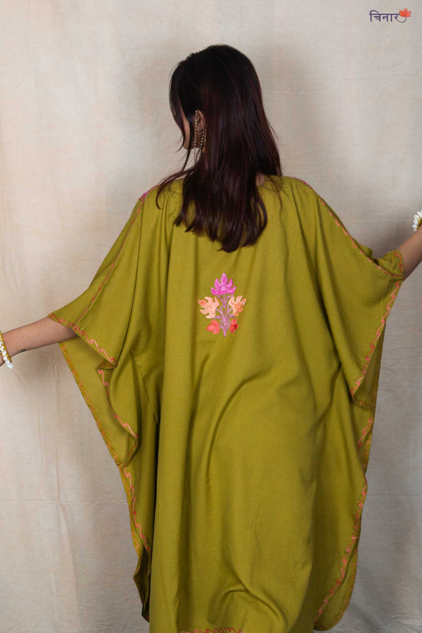 Kashmiri Olive Green Kaftan Co-ord Set