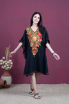 Night Rainbow Aari Crushed Cotton Embroidered Kaftan