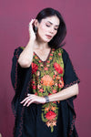 Night Rainbow Aari Crushed Cotton Embroidered Kaftan