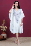 Ivory Lavender Dream Crushed Cotton Kashmiri Kaftan