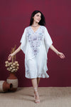 Ivory Lavender Dream Crushed Cotton Kashmiri Kaftan