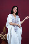 Ivory Lavender Dream Crushed Cotton Kashmiri Kaftan