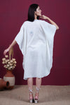 Ivory Lavender Dream Crushed Cotton Kashmiri Kaftan