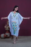 Ivory Spring Embroidered Crushed Cotton Kaftan