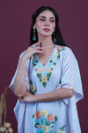 Ivory Spring Embroidered Crushed Cotton Kaftan