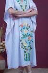 Ivory Spring Embroidered Crushed Cotton Kaftan