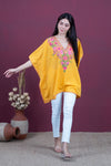 Saffron Spring Aari Crushed Cotton Kaftan