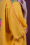 Saffron Spring Aari Crushed Cotton Kaftan