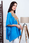 Sapphire Aari Embroidered Crush Cotton Kaftan