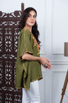 Olive Meadow Embroidered Crushed Cotton Kaftan