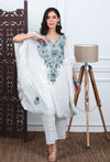 Ivory Skyline Crushed Cotton Embroidered Kaftan