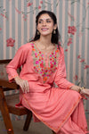 Gulposh Coral Blush Embroidered Cotton Kurta Set