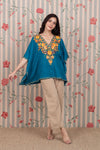 Majestic Blue Aari Crushed Cotton Kaftan