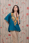 Majestic Blue Aari Crushed Cotton Kaftan