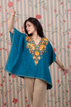 Majestic Blue Aari Crushed Cotton Kaftan