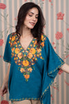 Majestic Blue Aari Crushed Cotton Kaftan