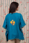 Majestic Blue Aari Crushed Cotton Kaftan