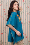 Majestic Blue Aari Crushed Cotton Kaftan