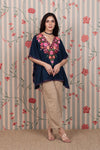 Midnight Sapphire Aari Crushed Cotton Kaftan