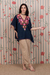 Midnight Sapphire Aari Crushed Cotton Kaftan