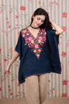 Midnight Sapphire Aari Crushed Cotton Kaftan