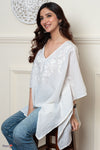 Pearl Kashmiri Aari Crushed Cotton Kaftan