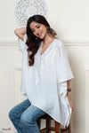 Pearl Kashmiri Aari Crushed Cotton Kaftan