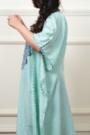 Minty Wave Aari Crushed Cotton Kaftan