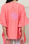 Blush Coral Embroidered Cotton Kaftan