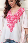 Ivory Rose Embroidered Cotton Kaftan