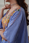 Powdered Spring Embroidered Crushed Cotton Kaftan