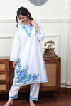 Gulposh White Orchid Embroidered Cotton Kurta Set